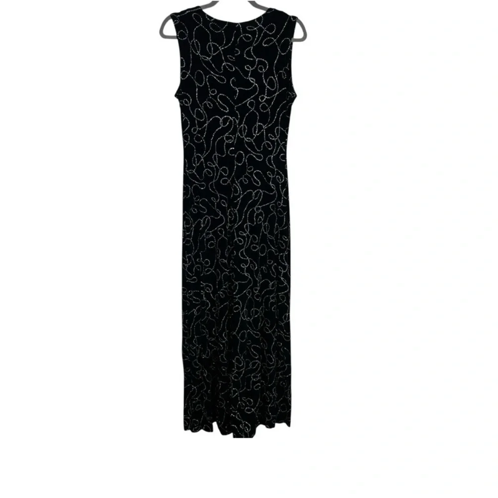 Vintage Ronni Nicole By Ouida Black Silver Sparkly Sleeveless Maxi Dress Size 8 - Picture 3 of 10